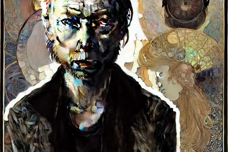 Prompt: hyper realistic portrait of ( ( ( thom yorke ) ) ) singer songwriter, side, liminal space, by lee bermejo, alphonse mucha and greg rutkowski