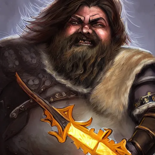 Image similar to fierce bearded dwarf, warrior, huge doubleaxe, scary, long hair, DnD art, epic fantasy style art, fantasy epic digital art, epic fantasy art, hearthstone style art