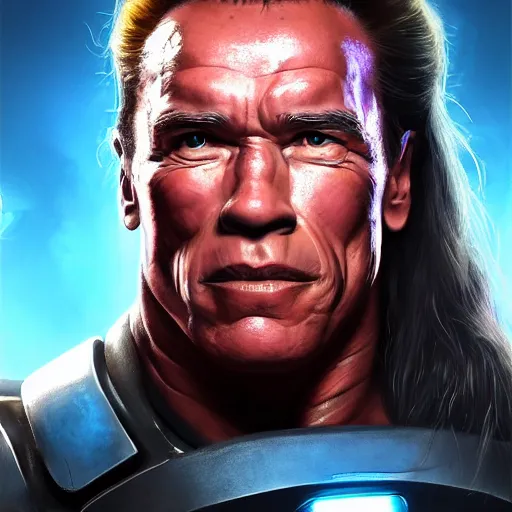 Image similar to a screenshot of arnold schwarzenegger as echo in overwatch, portrait, fantasy, beautiful face, vivid colors, elegant, concept art, sharp focus, digital art, hyper - realistic, 4 k, unreal engine, highly detailed, hd, dramatic lighting by brom, trending on artstation