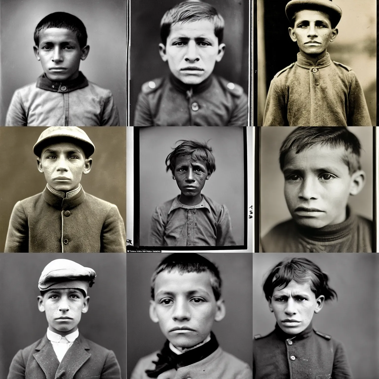 Prompt: facial portrait of a 1 1 year old boy, 1 9 1 5, photographed by stephen mccurry, national geograph