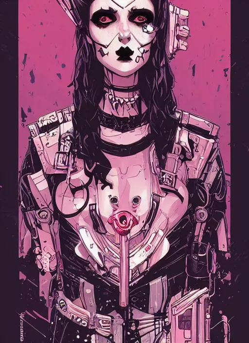 Prompt: beautifull goth maiden, cute face. warhammer, cyberpunk, artstation, art by petros afshar, tom whalen, laurie greasley and greg rutkowski and ilya kuvshinov