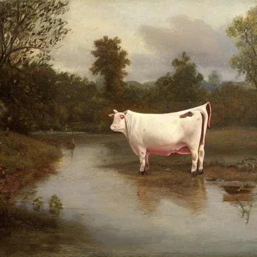 Image similar to a cow in a river, haagse school