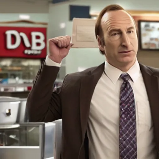 Image similar to gene ( bob odenkirk ) working at cinnabon, better call saul, 8 k