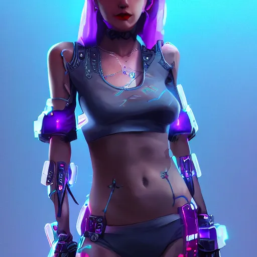 Image similar to full body jinx, cyberpunk, concept art, artstation, detailed, dramatic lighting