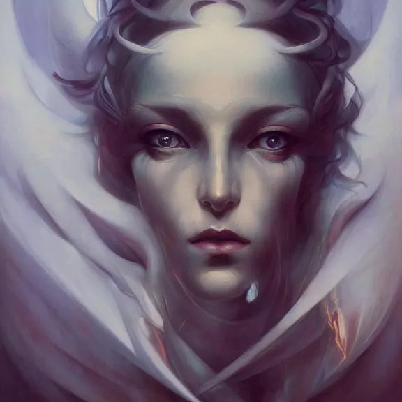 Image similar to a highly detailed beautiful portrait in the style of peter mohrbacher and in the style of jean delville.