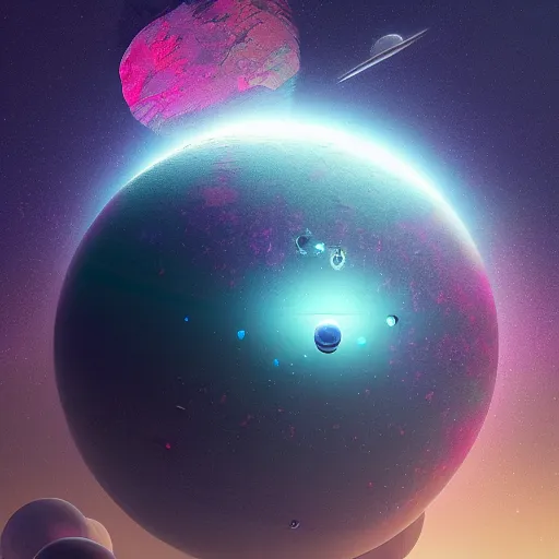 Prompt: a beautiful illusturation of a planet in space by beeple, 4 k, highly detailed, cgsociety, trending on artstion, matte painting, concept art, artdevian, digital art