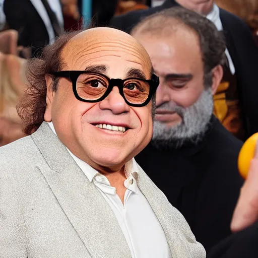 Image similar to danny devito offering you a chair shaped like an egg