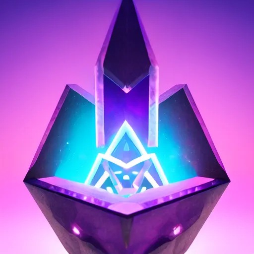 Image similar to purple powerful magic mana symbol, purple crystal, epic legends game icon, stylized digital illustration, radiating, a glowing aura, global illumination, ray tracing, hdr, unreal engine, octane render, trending on arstation, by ian pesty and katarzyna bek - chmiel