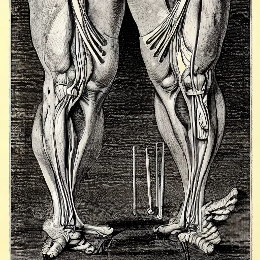 Prompt: illustrations of unusual anatomy by andreas vesalius