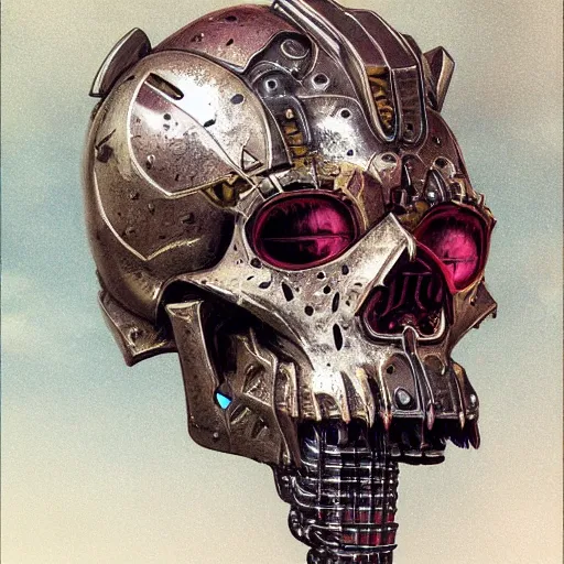 Image similar to , bismuth metal skullknight armor, anthropomorphic shiba inu, standing, cementary of skulls, fantasy 3 d render, masterpiece, red aura, by donato giancola and greg rutkowski and wayne barlow and zdzisław beksinski, realistic face