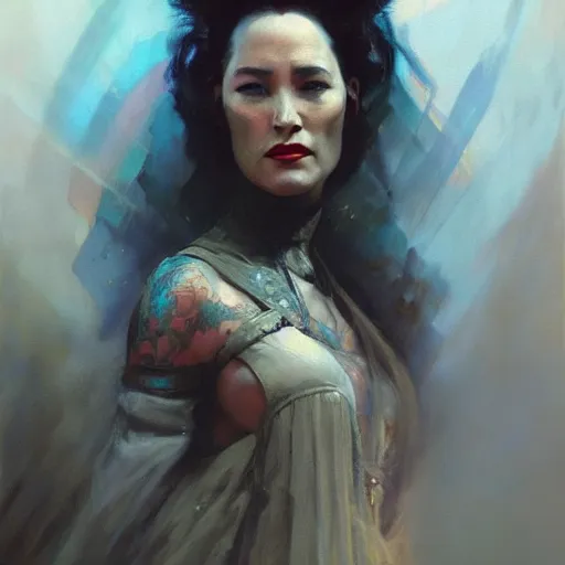 Image similar to yma sumac, hyperrealistic portrait, bladerunner street, art of elysium by jeremy mann and alphonse mucha, fantasy art, photo realistic, dynamic lighting, artstation, poster, volumetric lighting, very detailed face, 4 k, award winning