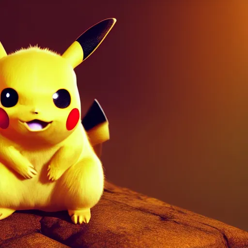 Image similar to photography of a realistic pikachu animal, 8 k, cinematic lighting, natural background, trending on artstation, pokemon