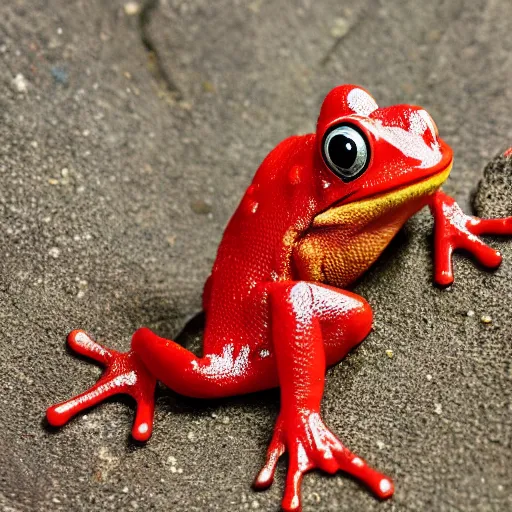 Prompt: a big red frog