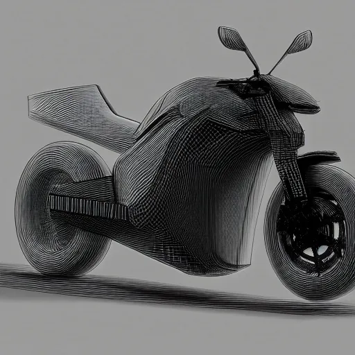 Prompt: drawing of next Gen prototype concept motorcycle, Japanese engineering, blade runner style, 3d, photorealism