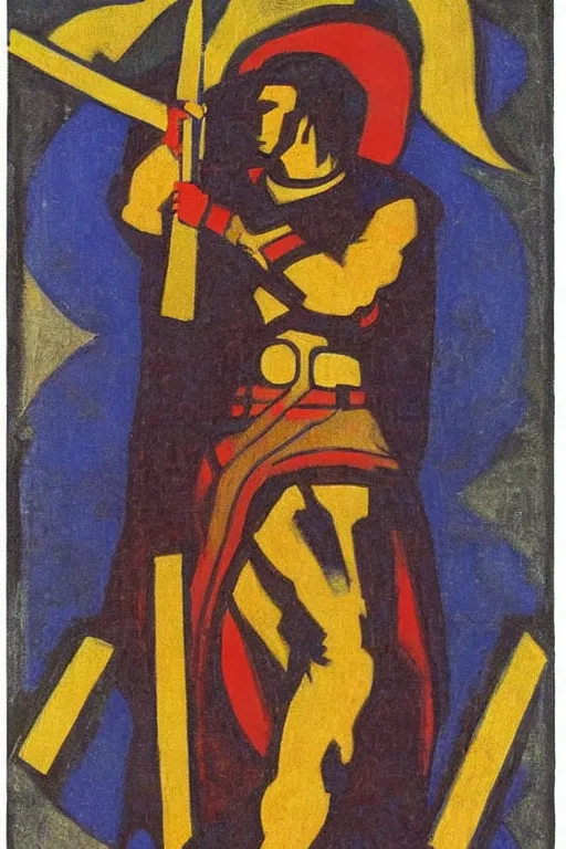 Image similar to thor holding the hammer, marvel, artwork by nicholas roerich,