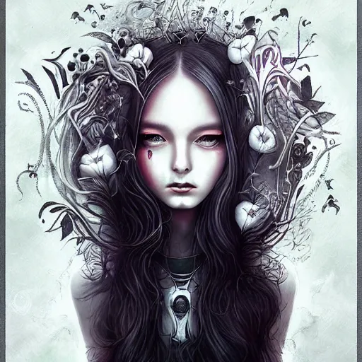 Prompt: just art for dark metal music, no words, no letters, no people, only art by anna dittmann