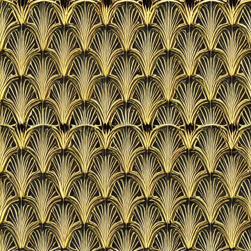 Prompt: symmetry, repeating pattern gold wall paper. art deco