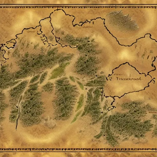 Prompt: fantasy map of the desert of tears