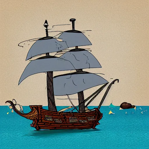 Image similar to a pirate ship near shore, by Toon Boom Harmony