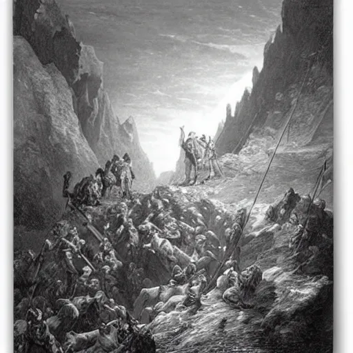 Image similar to adventurers, by gustave dore, detailed, high quality