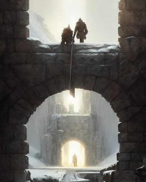 Image similar to man of the night's watch standing on top of the wall made of solid ice, game of thrones | | realistic shaded, fine details, realistic shaded lighting painting by greg rutkowski, diego gisbert llorens, magali villeneuve, artgerm, jeremy lipkin, michael garmash, rob rey