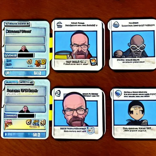 Prompt: walter white in a pokemon card