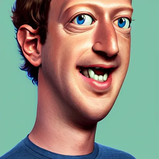 Image similar to portrait of mark zuckerberg as a muppet, very detailed, art contest winner on behance, trendy on deviant art, by artgem, greg rutkowski