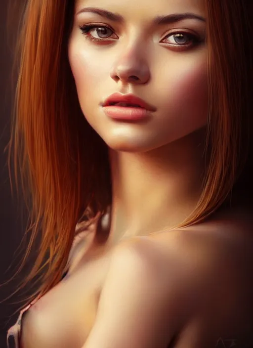 Image similar to photo of a gorgeous young woman in the style of stefan kostic, realistic, sharp focus, 8 k high definition, insanely detailed, intricate, elegant, art by stanley lau and artgerm