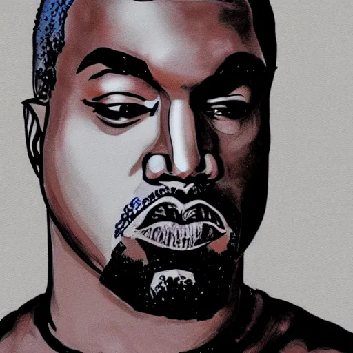 Image similar to kanye west drawn in the style of jojo's bizarre adventure