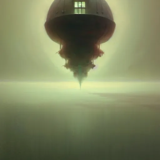 Image similar to detailed concept art of an ominous floating object in an empty room in a muted color palette, trending on artstation, award - winning video game concept art by jim burns and greg rutkowski, beksinski, a sci - fi concept art masterpiece, james gilleard, bruegel, alphonse mucha, and yoshitaka amano.