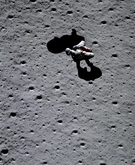 Image similar to an apollo astronaut doing a backflip on the moon