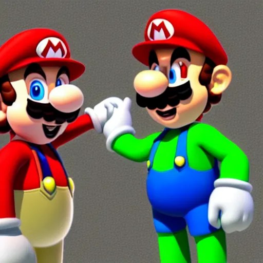 Prompt: Super Mario and Luigi high fiving