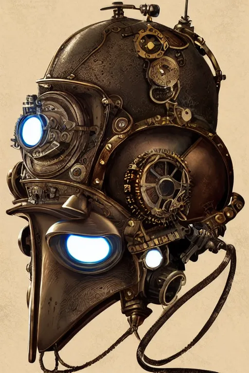 Image similar to steampunk helmet fantasy art mask robot ninja stylized digital illustration sharp focus, elegant intricate digital painting artstation concept art global illumination ray tracing advanced technology chaykin howard and campionpascale and cooke darwyn and davis jack