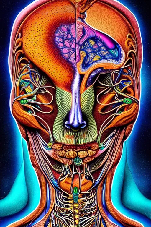 Image similar to psychedelic anatomically accurate diagram of alien animal, intricate parts, fine details, hyper realistic, by seichen, surreal