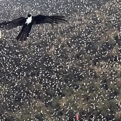 Prompt: photo of crows flying above the accident, people say that they are the incarnation of the spirit who died