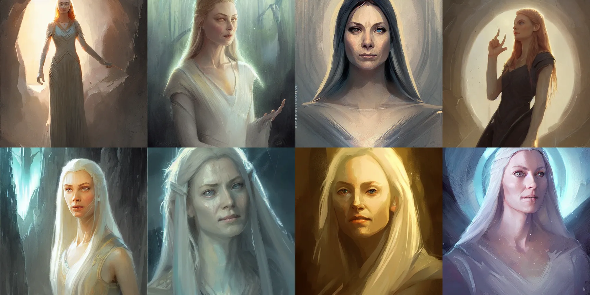 Prompt: portrait of Galadriel by Greg Rutkowski