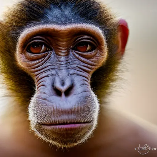 Prompt: A guy with a monkey head, human monkey hybrid, (EOS 5DS R, ISO100, f/8, 1/125, 84mm, postprocessed, crisp face, facial features)