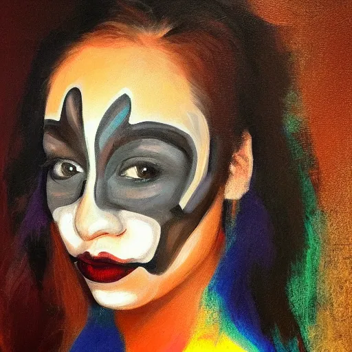 Image similar to portrait of a face painted with oil strokes