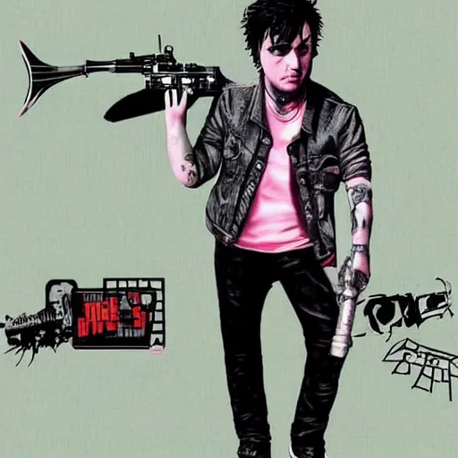 Image similar to Billie Joe Armstrong as a gta5 character, video game art, cover art, grand theft auto