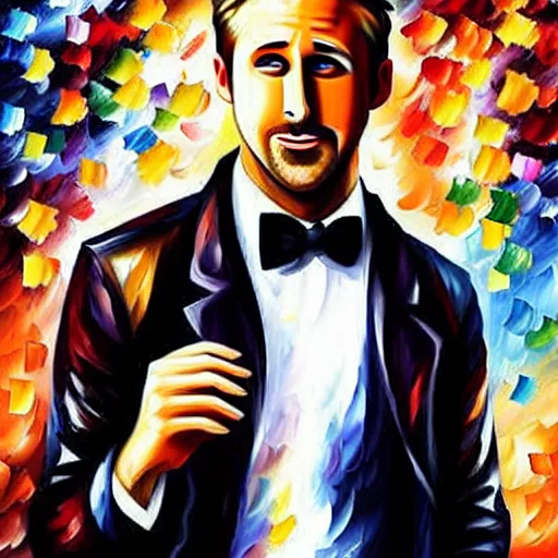 Prompt: ryan gosling in style of leonid afremov