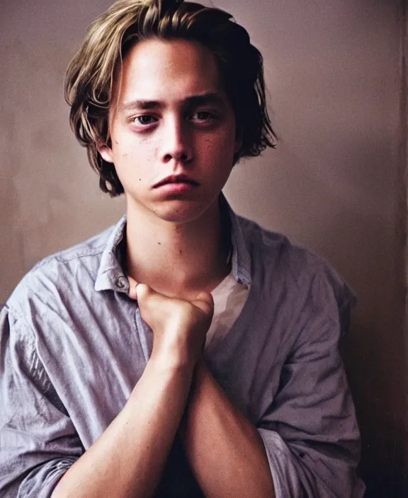 Prompt: portrait cole sprouse photographed by nan goldin