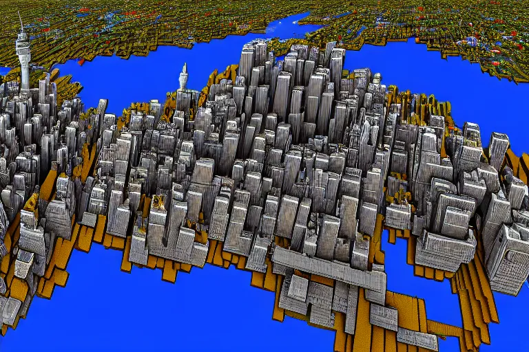 Prompt: new york in the style of minecraft