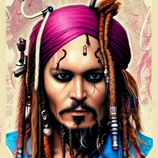 Image similar to Lofi BioPunk portrait of Jack Sparrow Pixar style by Tristan Eaton Stanley Artgerm and Tom Bagshaw