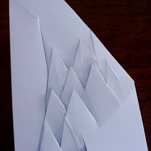 Prompt: origami mountains, pencil sketch n 4