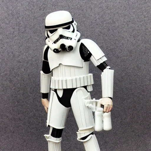 Prompt: yannic kilcher cosplay stormtrooper, stop motion vinyl action figure, plastic, toy, butcher billy style