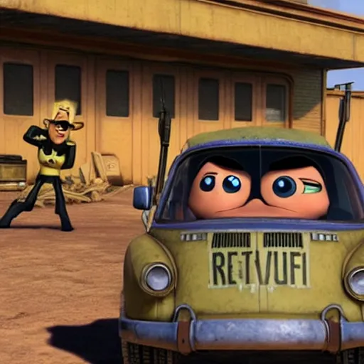 Prompt: a pixar movie about fallout new vegas