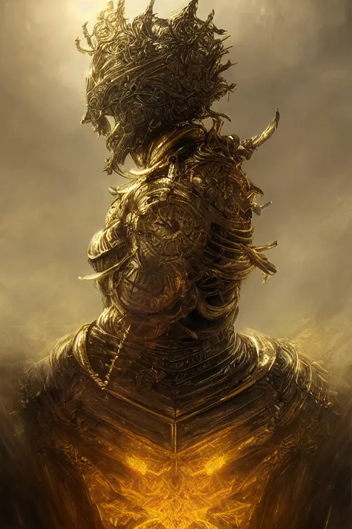 Prompt: portrait of a God made of clouds, Dark Souls 3 themed, in style of Ruan Jia, insanely detailed and intricate, golden ratio, elegant, ornate, luxury, elite, matte painting, cinematic, cgsociety, James jean, Brian froud, ross tran, Laputa