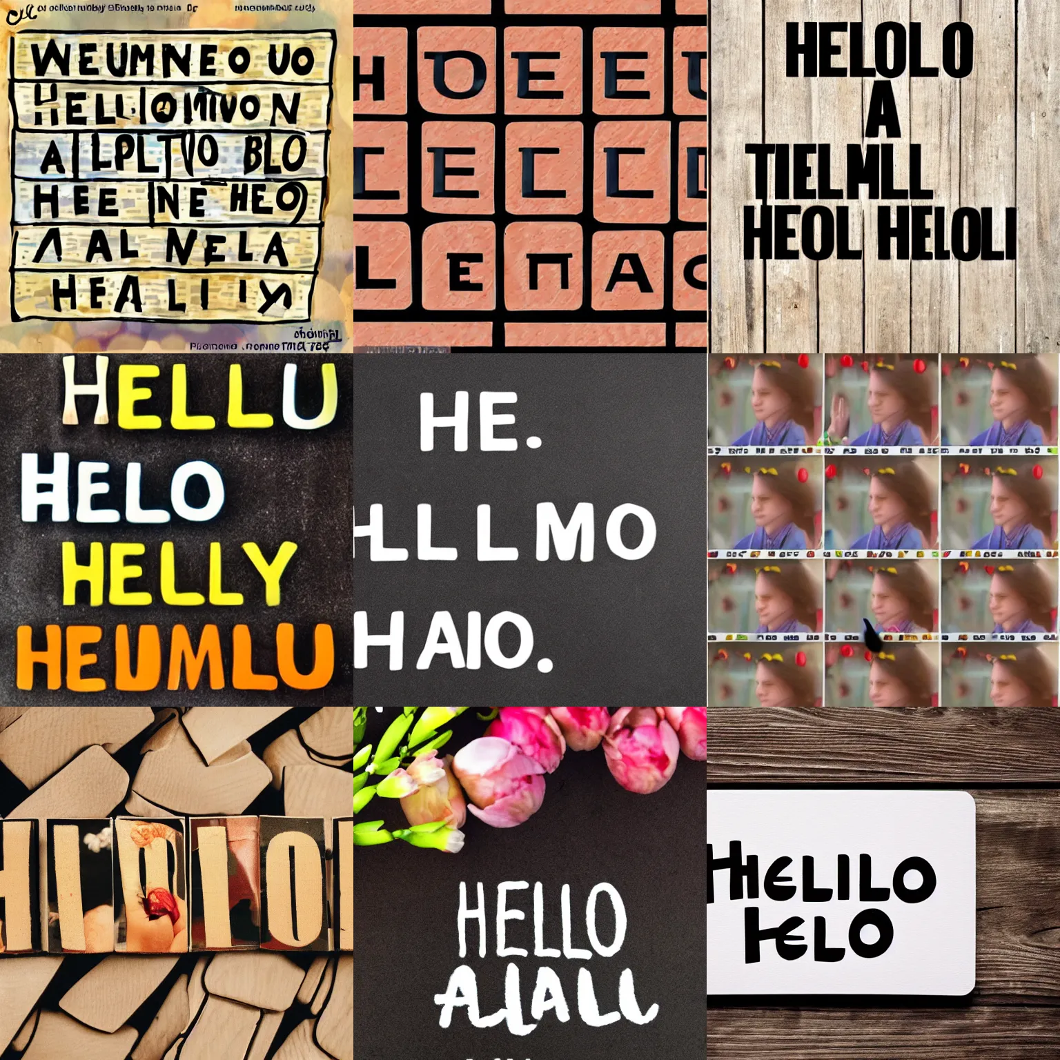 Prompt: a text that says hello hello hello repeated