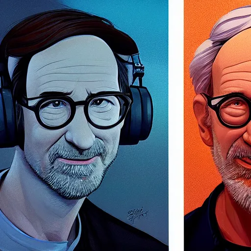 Image similar to face icon stylized minimalist steven spielberg, loftis, cory behance hd by jesper ejsing, by rhads, makoto shinkai and lois van baarle, ilya kuvshinov, rossdraws global illumination