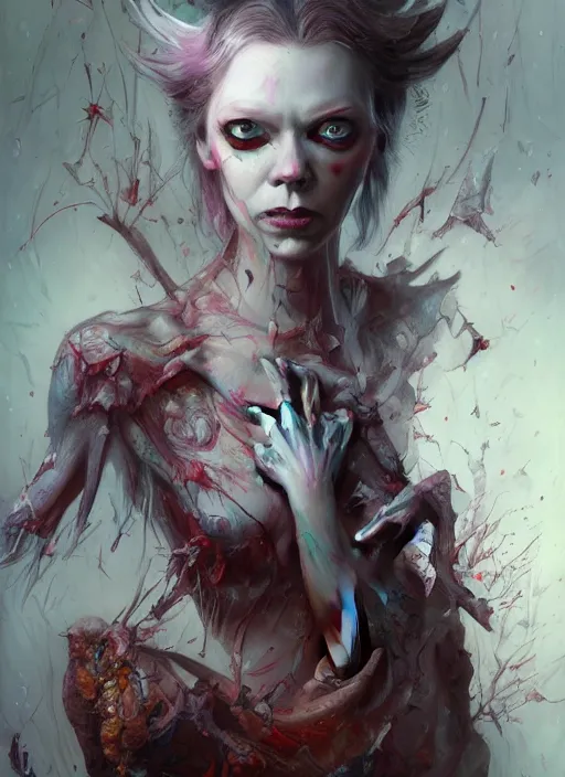 Prompt: riki lindhome painting, highly detailed, demonic eyes, cinematic, 8 k, by stanley artgerm, tom bagshaw, greg rutkowski, carne griffiths, ayami kojima, beksinski, trending on deviantart, hyper - detailed, horror, full of color,